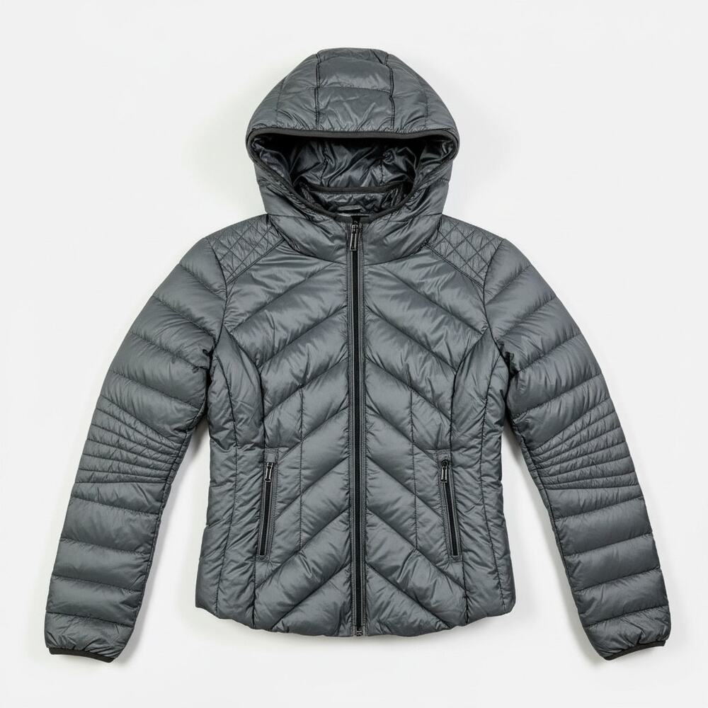 BCBGeneration Jacket Women's Small Dark Gray Ultra Light Weight Packable Down